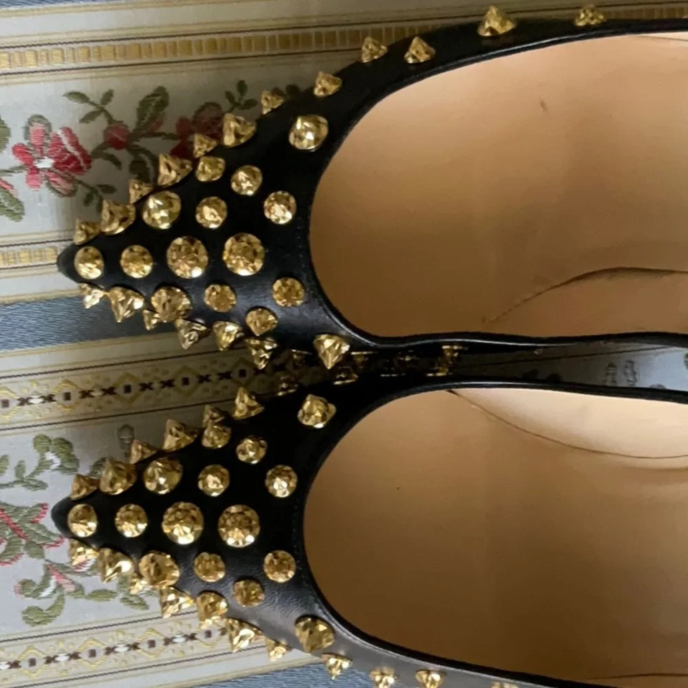 Christian Louboutin black and golden metal heels size 37 narrow